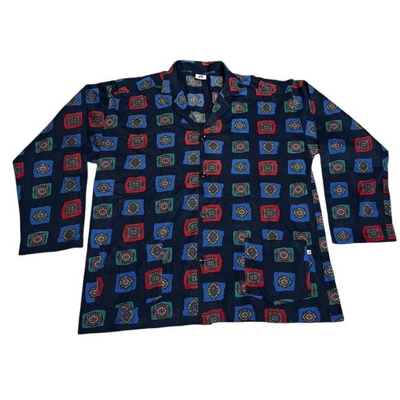 ISA Switzerland Men's L Pajama Sleep Shirt Pockets Blue MCM - Picture 1 of 5